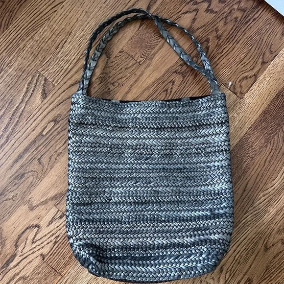 Latico Leather Woven Metallic Tote Bag - Silver - Picture 3 of 6